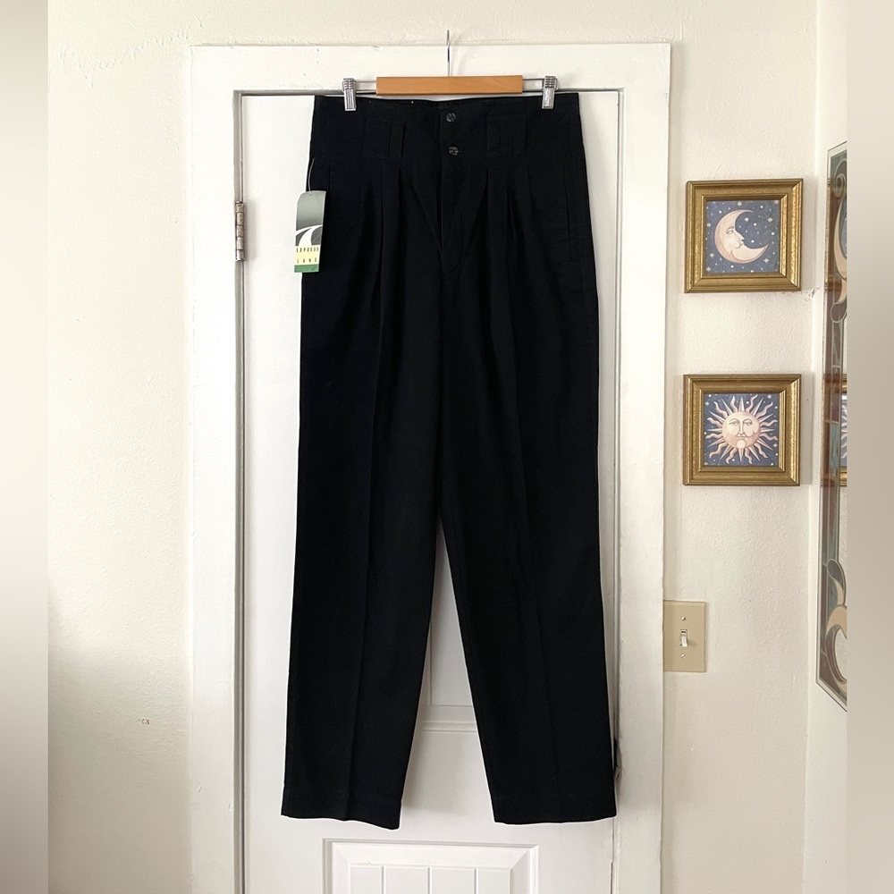 Vintage Express Classic Black Dress Pants 33x32 Women's Trousers High Waist NWT